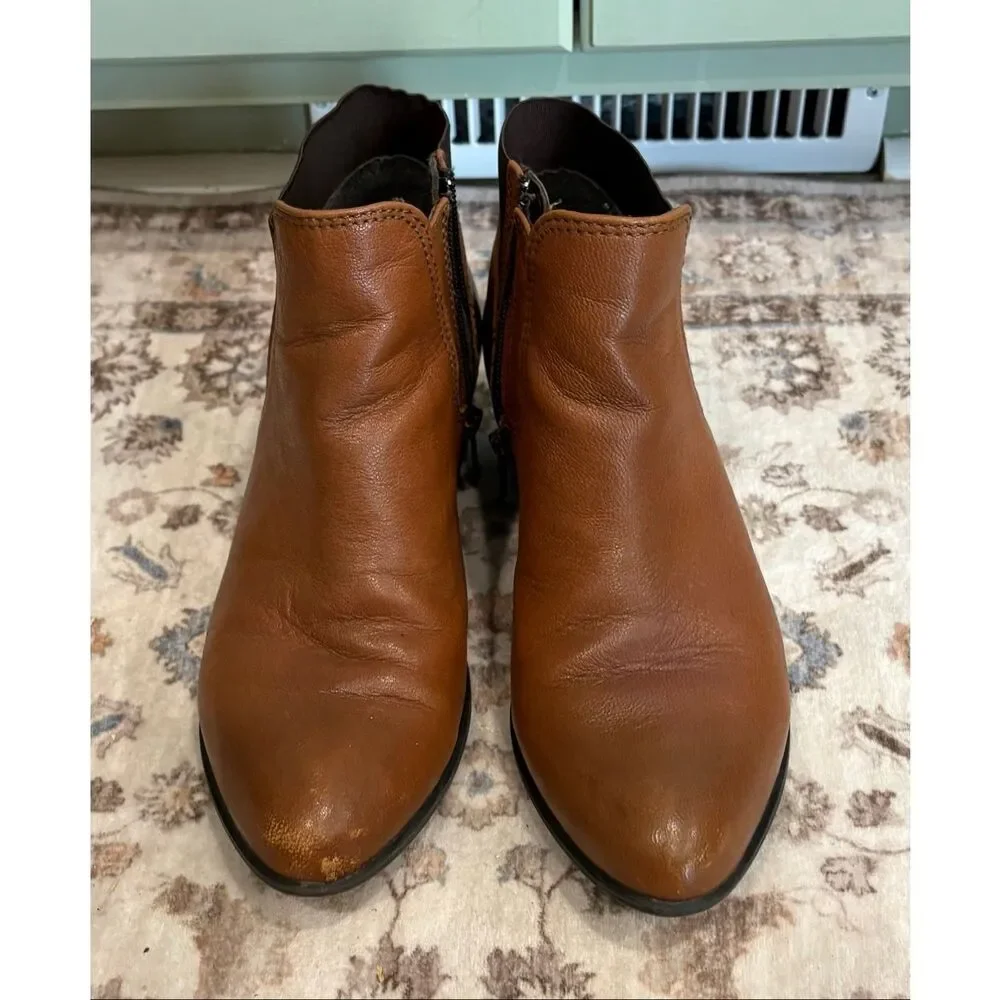 Steve Madden Womens Boots Rozamare Ankle Booties Leather Zip Block Brown Size 8 - Picture 2 of 9
